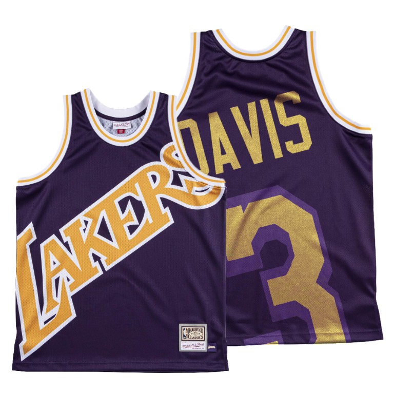 Men's Los Angeles Lakers Anthony Davis #3 NBA HWC Big Face Purple Basketball Jersey LDA6183OM